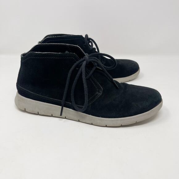 UGG Mens Size 7 Black Dustin Chukka Boots Suede Leather Lace Up Foam Footbed - Picture 1 of 15
